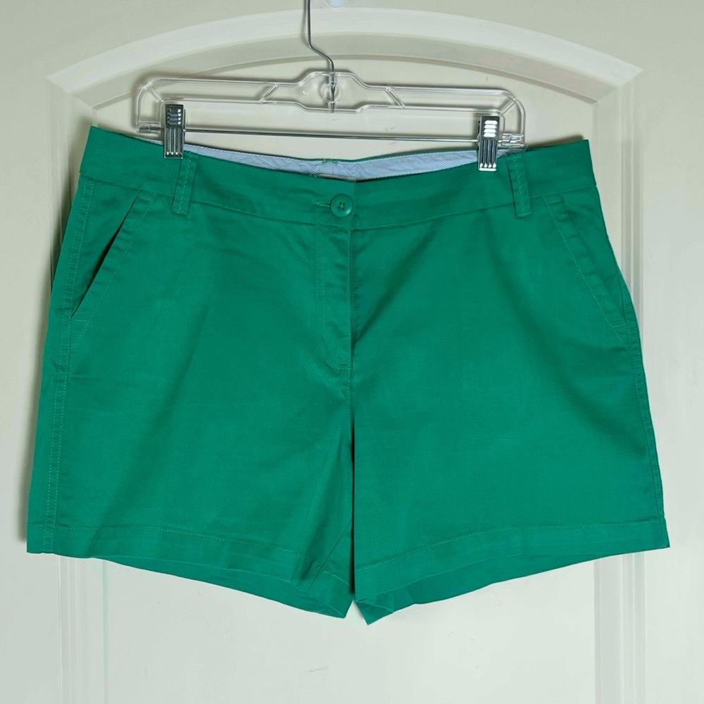 Crown & Ivy Green Chino Shorts Women’s Size 12 Preppy Summer 5” Inseam - Picture 6 of 6